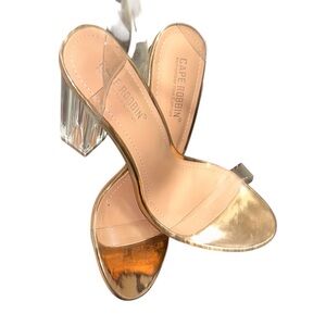 Fashion Nova CLEAR 4”Block Heel Ankle Strap Open Toe